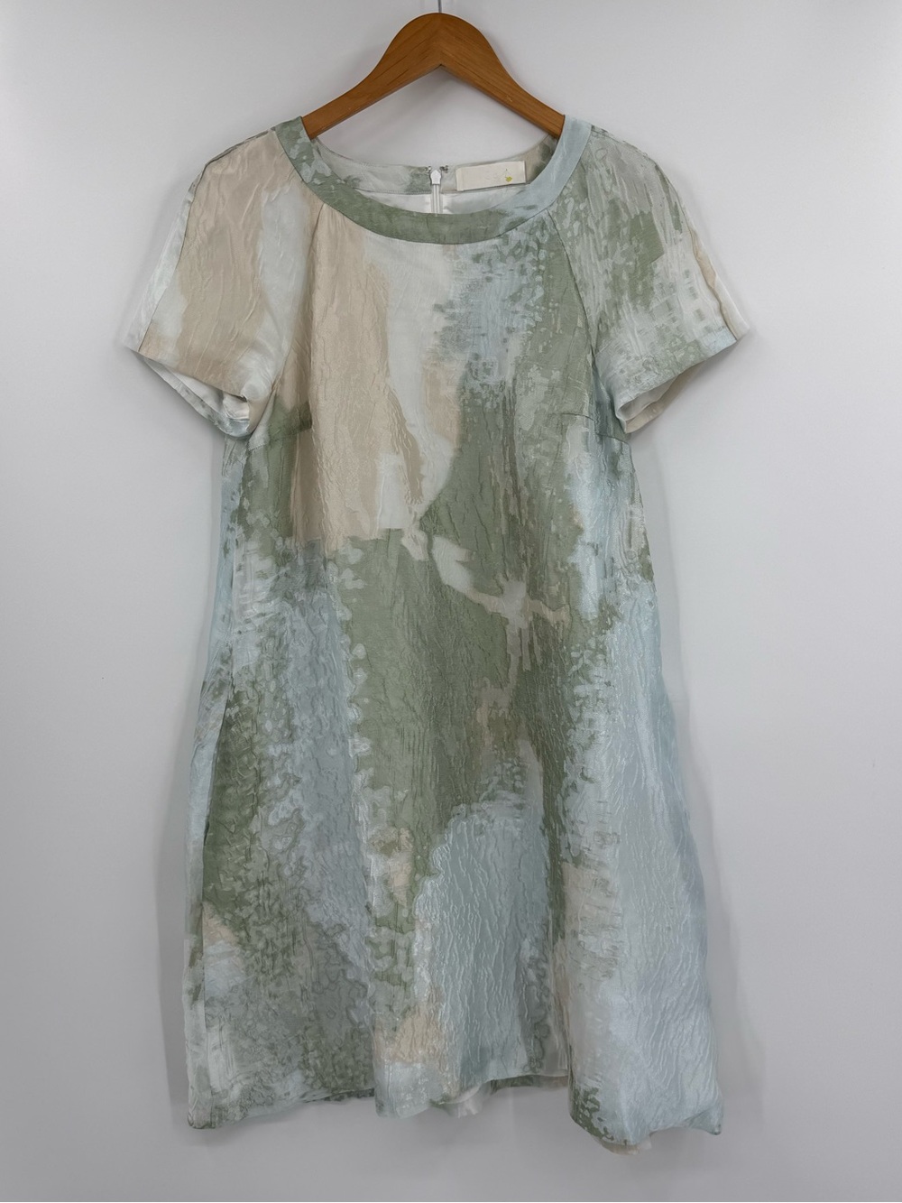 Co Silk Blend Watercolor Print Jacquard Shift Dress | Multi Pastel | Large
